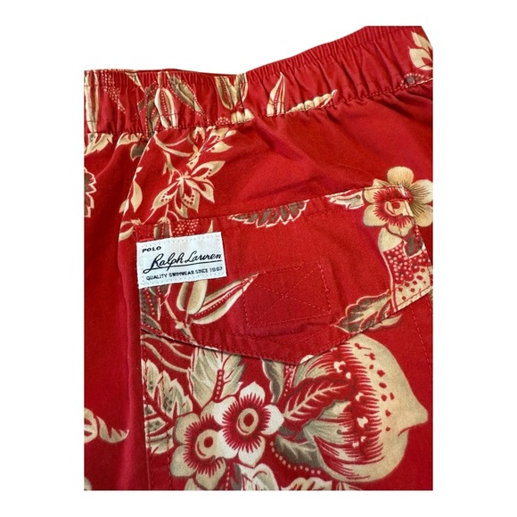 POLO SPORT Ralph Lauren Floral Red Cotton Nylon Boardshorts Swim Trunks Men's L - Picture 9 of 9